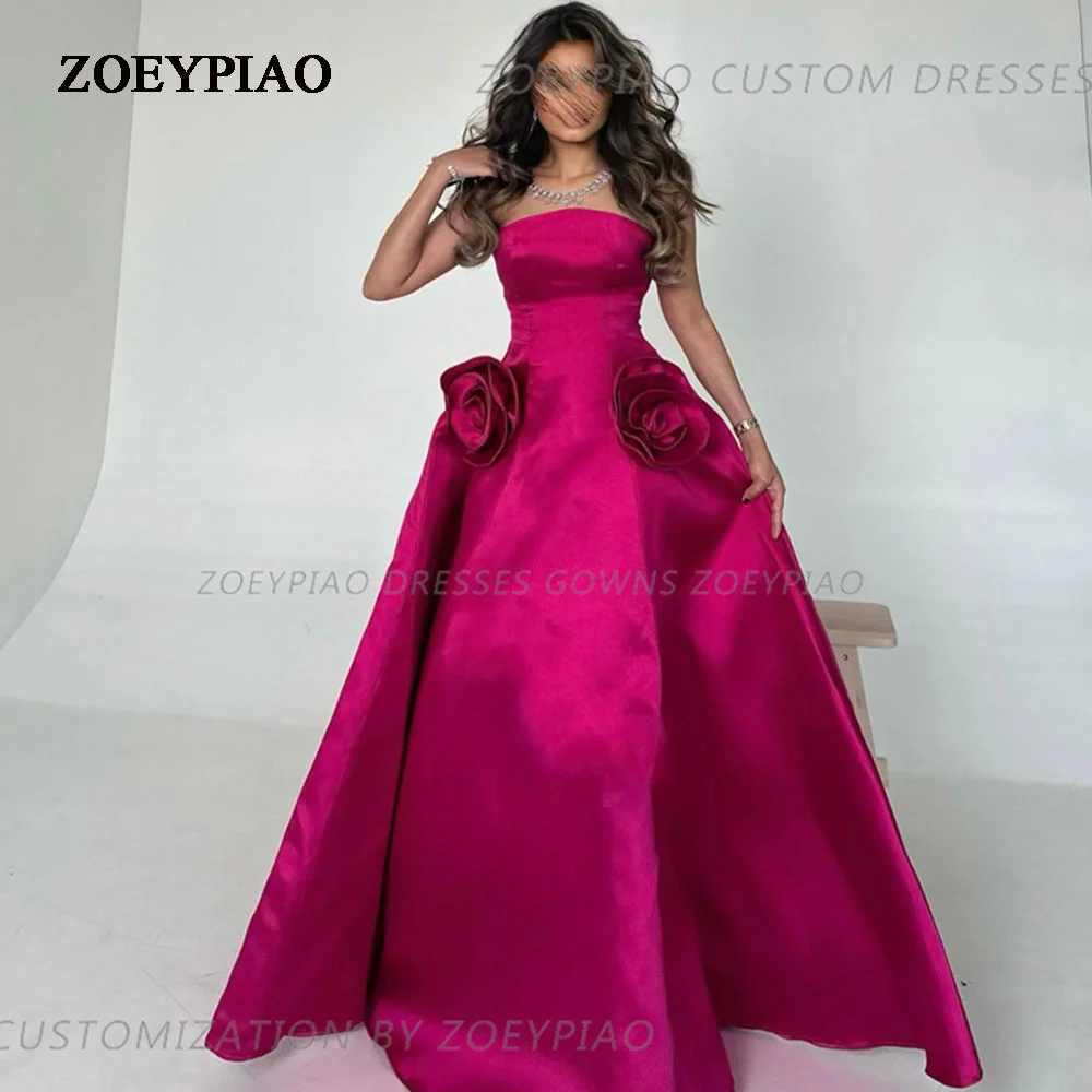 

Plum Red Evening Gown Lace Elegant Prom Dress Pleat A Line Strapless Wedding Evening Dress With Flowers robes de soirée