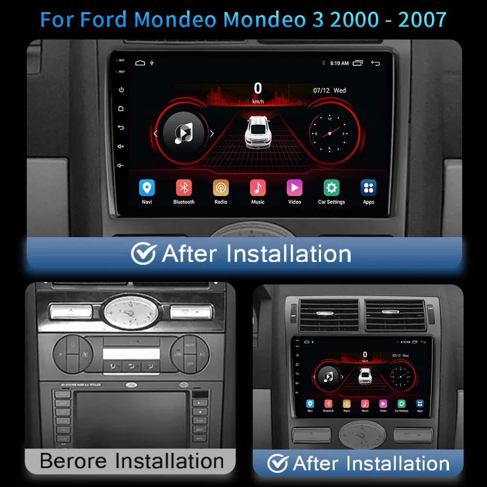 For Ford Mondeo Mondeo 3 2000-2007 4G Carplay Navigation GPS Wireless Android Auto Car Radio Stereo  QLED HDR 2Din DVD Head Unit