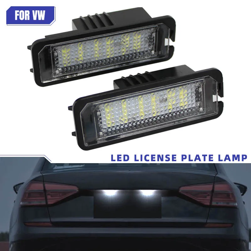 2 قطعة 12 فولت 6500 كيلو لشركة فولكس فاجن جولف MK4 MK5 MK6 باسات بولو CC Eos رقم ترخيص السيارة لوحة أضواء 18SMD خطأ مجاني LED #1