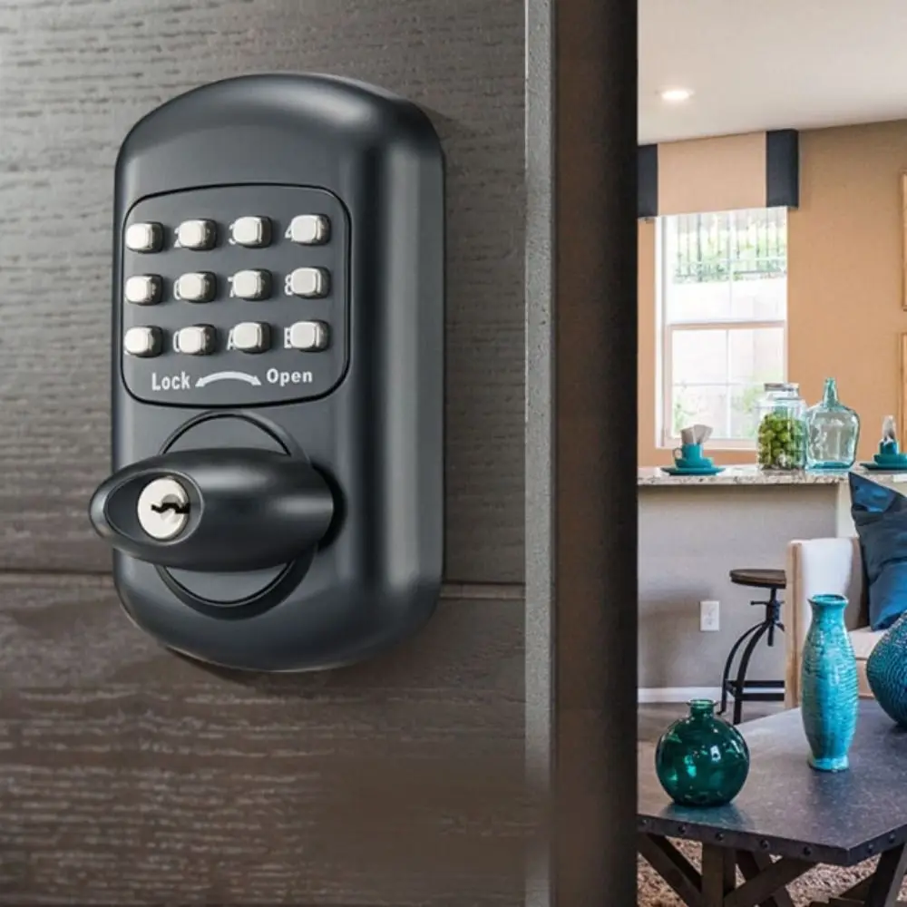 

Plating Locks Mechanical Push Button Door Lock No Need Power High Low Temperature Waterproof Password Lock Double Exterior