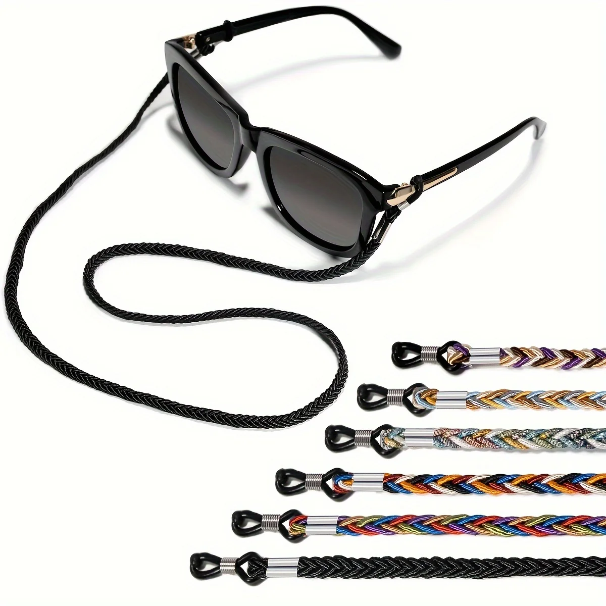2-teiliges Set aus gemustertem gewebtem Brillenseil, Lesebrillen-Maskenseil, Sportbrillenkette, geeignet für Männer und Frauen