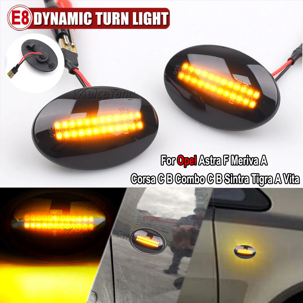 For Opel Sintra Vita Combo B C Tigra A Astra F Meriva A Corsa C B LED Dynamic Side Marker Light Arrow Turn Signal Blinker Lamps