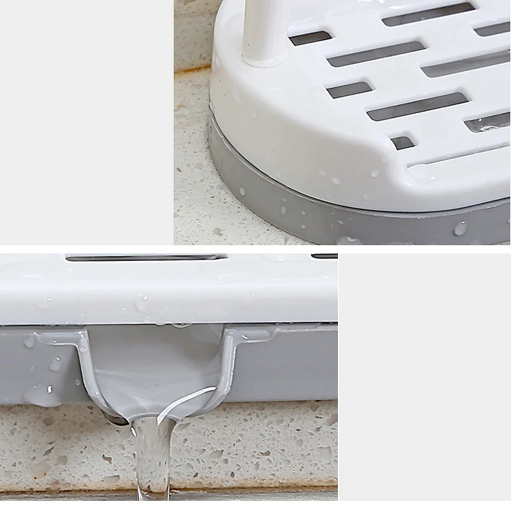 

Dishes Drying Rack Rag Storage Soap Holder Towel Sponge Countertop Kitchen Beige Drainers for Accessories