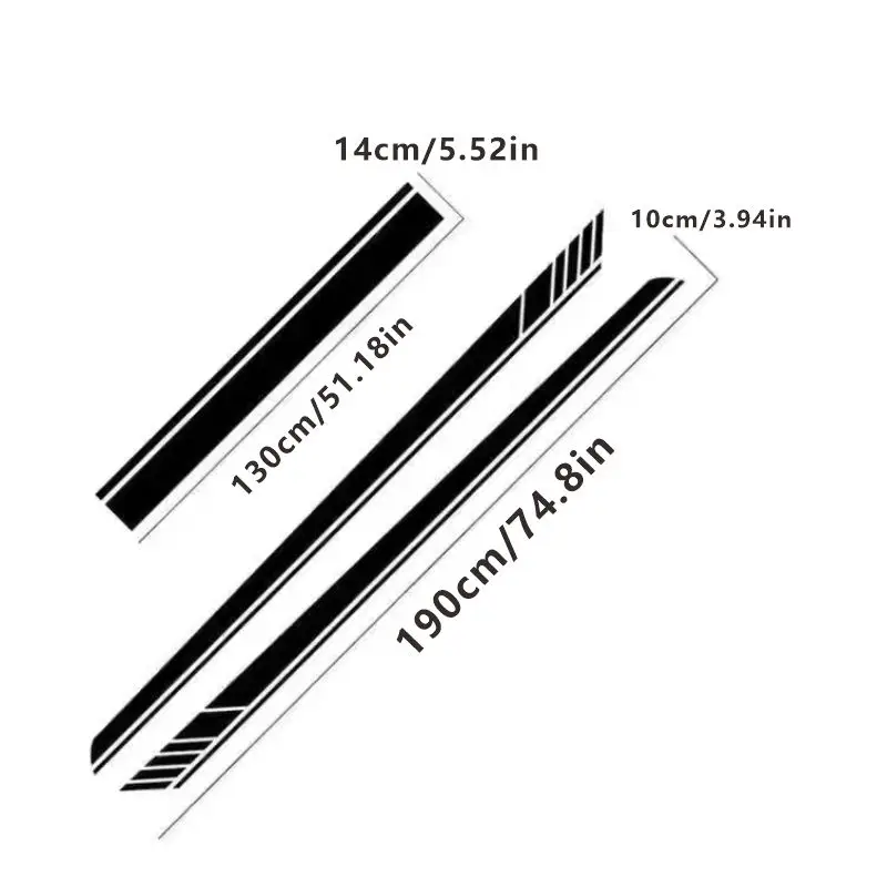 Hot-selling Car Sticker Hood Body Door Side Skirt Stripes DIY Sport Vinyl Waterproof Anti-scratch Protect Decal Trim Accessories