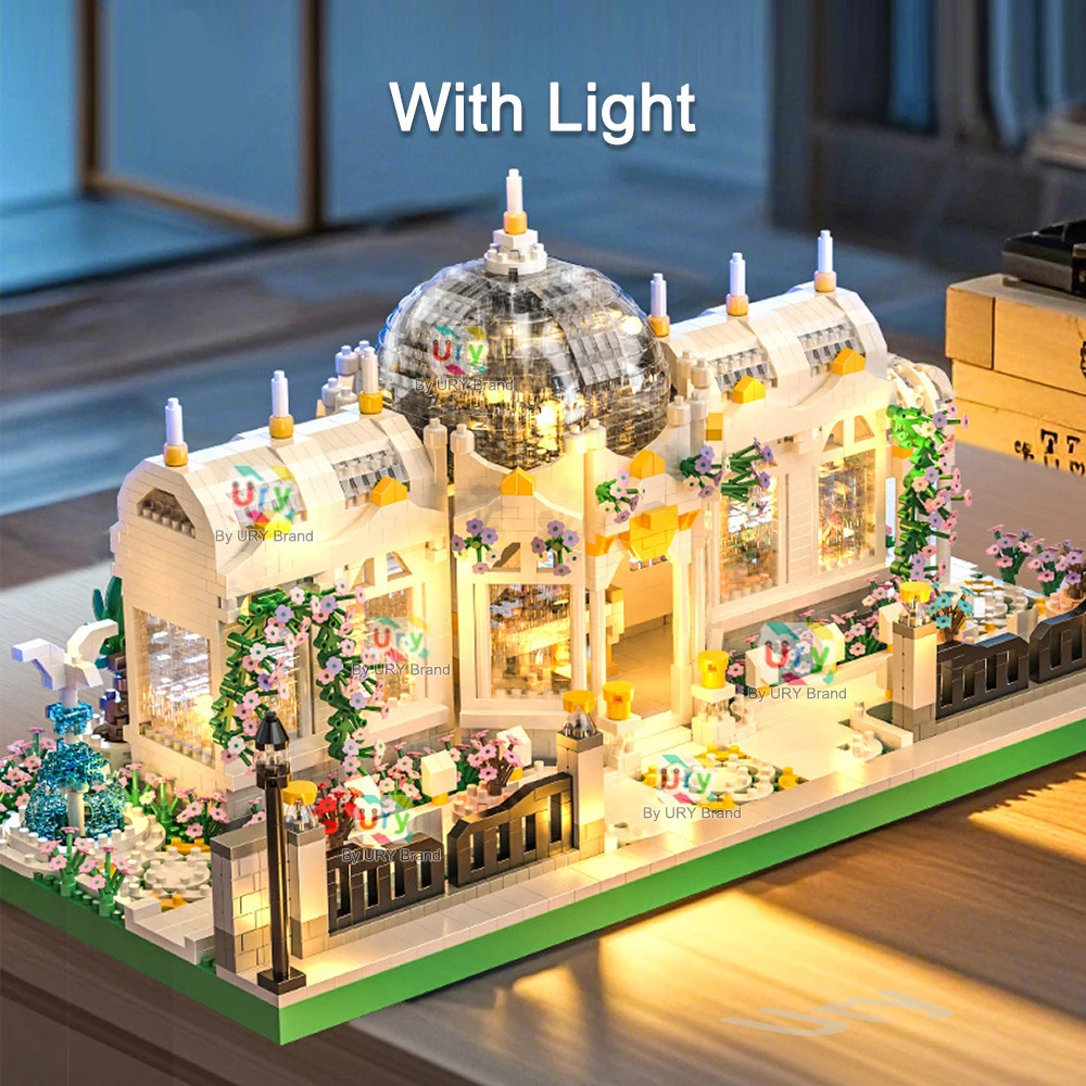 Ville rue vue modulaire rétro blanc jardin Villa manoir maison de fleurs avec Architecture lumineuse blocs de construction ensembles jouets pour enfants