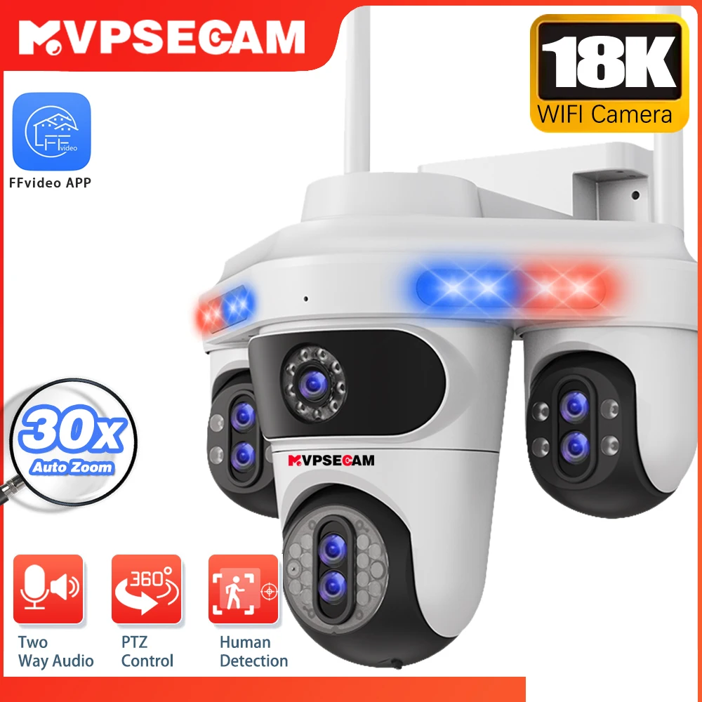 

White 7 Lens 4 Screens PTZ IP Camera 35MP Outdoor 4K Wireless WiFi Security Camera 30X PTZ Zoom Auto Tracking CCTV Video Camera