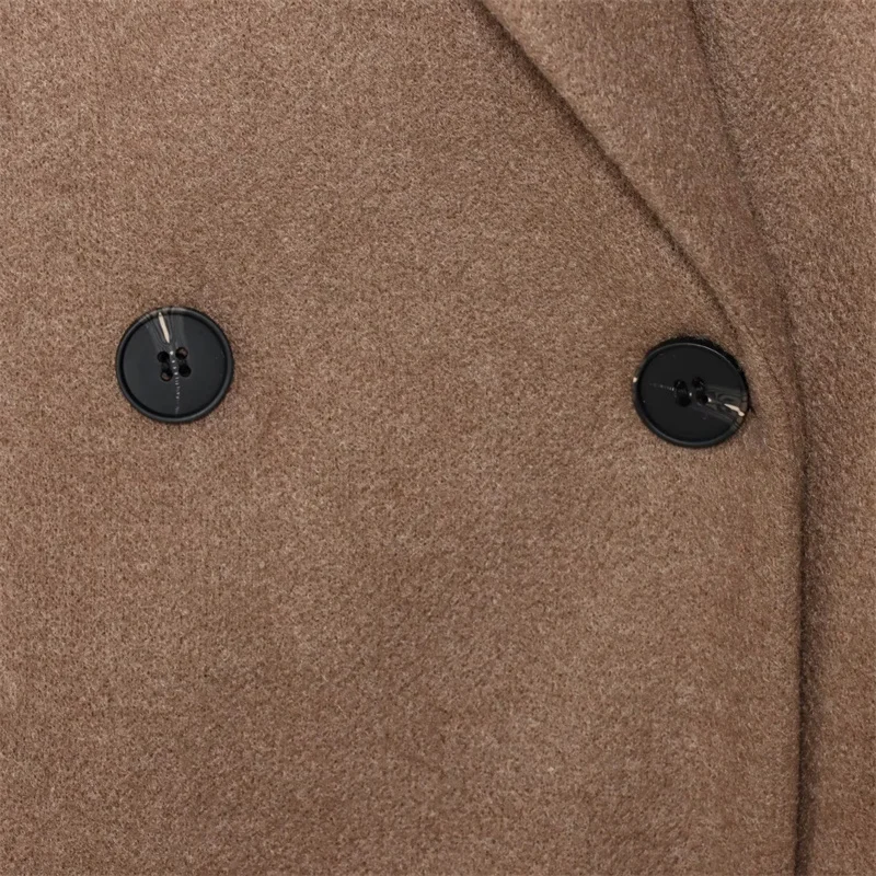 KEYANKETIAN 2025秋冬新作 レディース ウールスーツ レトロスタイル パッチワーク装飾 ダブルブレスト ルーズブレザー グレートコート