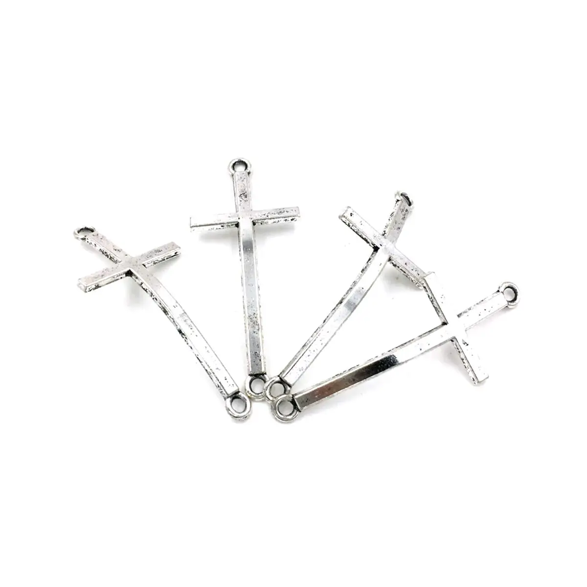 50PCS Silver Gold Tone Bent Cross Charm Connectors 50x20mm DIY Bracelets Jewelry Crafts Accessories Handmade Material Pack