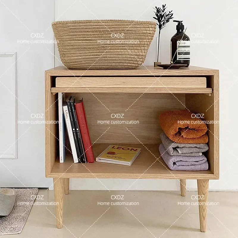 Nordic Rattan Storage Basket Japanese Style Simple Book Locker Small Apartment Household Snack Finishing Storage Cabinet