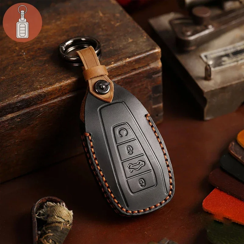 Luxury Leather Car Key Case Cover Fob for Geely Emgrand GS Vision Preface Bonjour Coolray Atlas NL3 X7 EX7 GT GC9 Keychain Shell