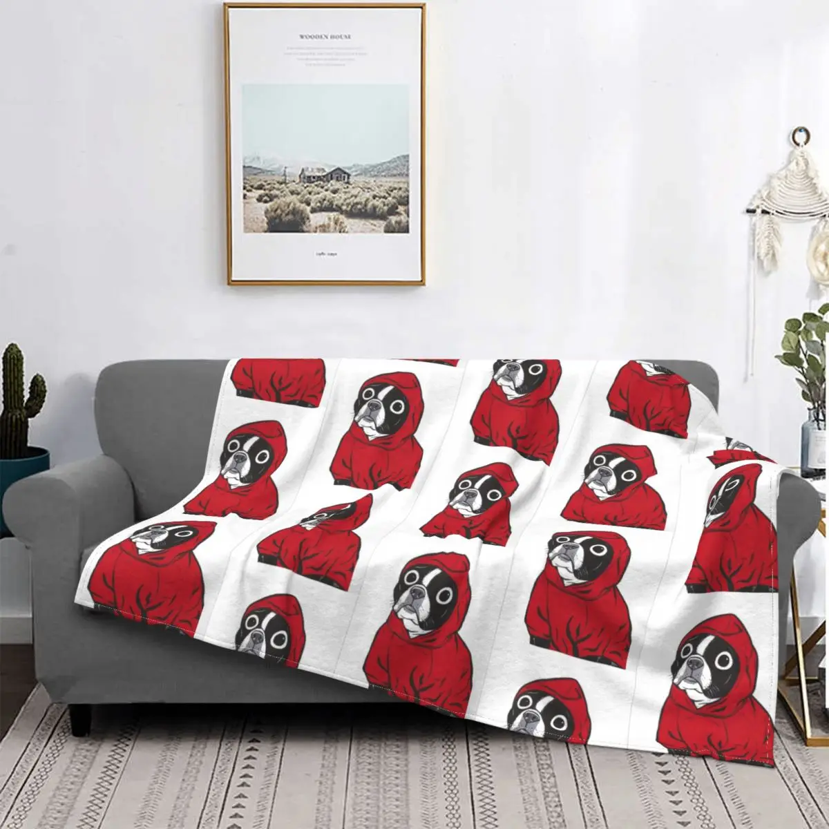 

French Bulldog Dog Cute Puppy Blankets Flannel Spring/Autumn Portable Super Warm Throw Blankets for Bed Car Bedding Throws