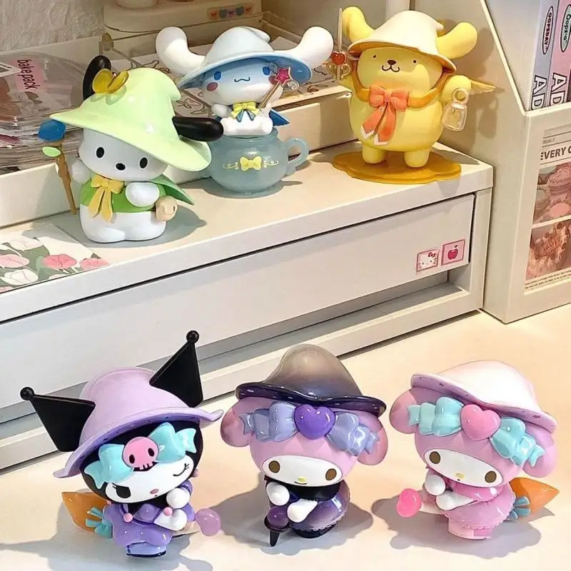 Sanrio My Melody Kuromi Cinnamoroll Magical Tale Blind Box Kawaii Resin Doll Ozdoby na biurko Dekoracje Prezenty urodzinowe