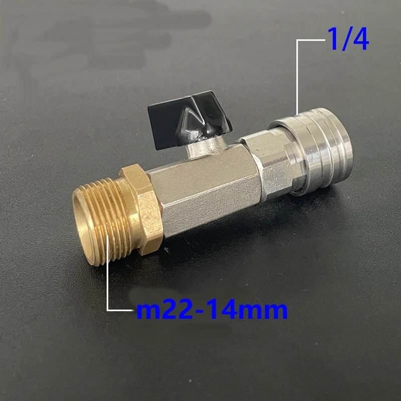 Robinet à bille pour nettoyeur haute pression, 1/4 et M22, 14mm, connecteur rapide pour nettoyeur électrique, contrôle du tuyau, interrupteur de débit d'eau