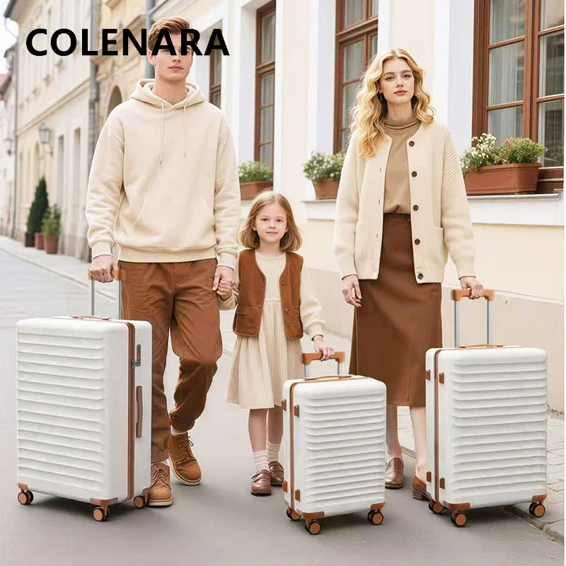 COLENARA Women's Luggage Large Capacity Trolley Case Three-piece ABS + PC Boarding Box Cart Type Travel Bag Men's Suitcase