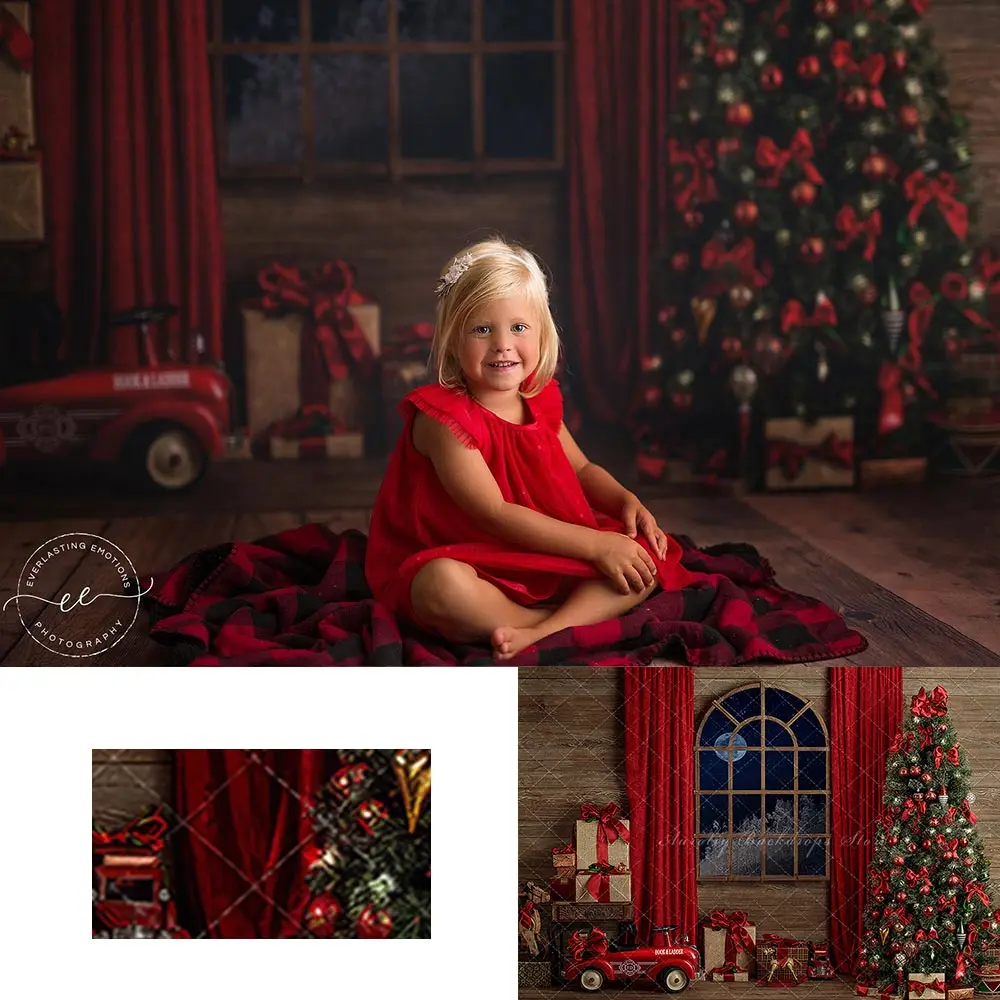 

Christmas Night Photography Backdrop Kids Baby Cake Smash Photocall Decors Window Curtain Child Adult Photo Backgrounds