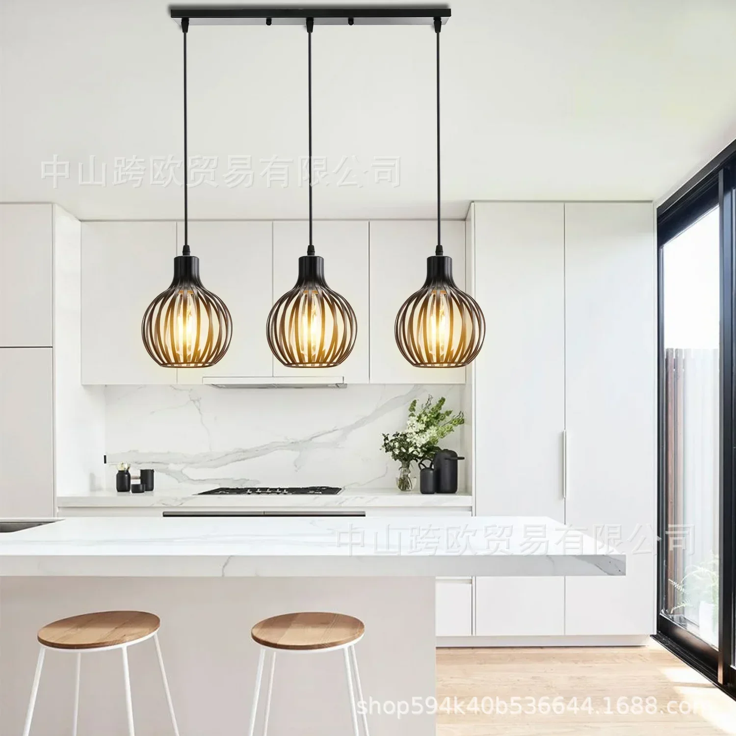 Loft Vintage Hanging Lamps Iron Cage Pendant Lights Retro Home Decor Dinning Table Chandelier Kitchen Lighting Fixtures E27