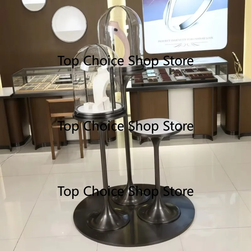 Po-rtable Jewelry Exhibition Port-able Rotary Jewelry Store Display Neck Display Case with Light Emitting Diode Spotlight