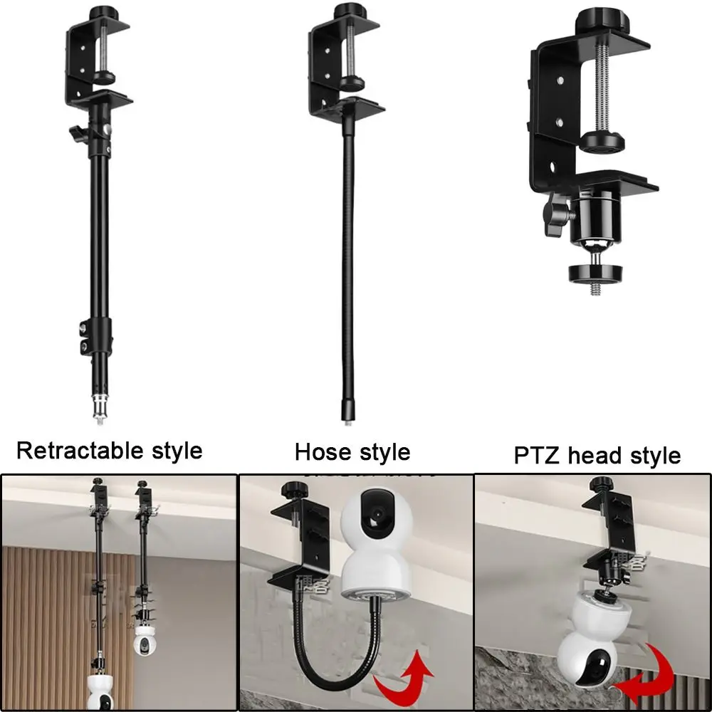 360° Rotation Mini Camera Holder No Punching Retractable Smart Camera Mount Clip Fixation Camera PTZ Stand for Ezviz TP-LINK