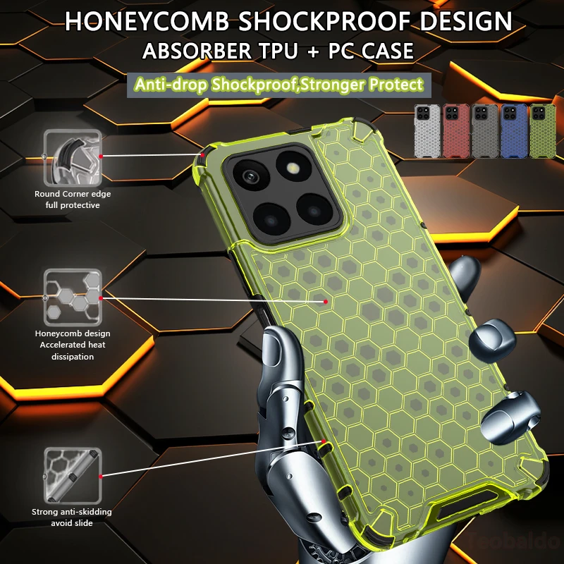 For Honor X6a Case Luxury Shockproof Transparent Armor Phone Case For Honor X6a X6B Case Honor X6b Silicone + PC TPU Back Cover