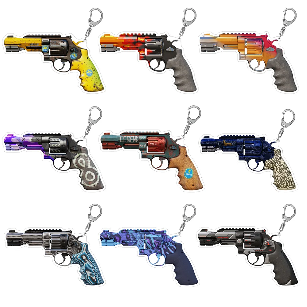 CS2 الذهاب لعبة سلاح R8 مسدس قرمزي الويب العظام مزورة بقاء فينيكس ماركر سلسلة مفاتيح مصنوعة من الأكريليك حقيبة قلادة هدية أنيمي لعبة #1