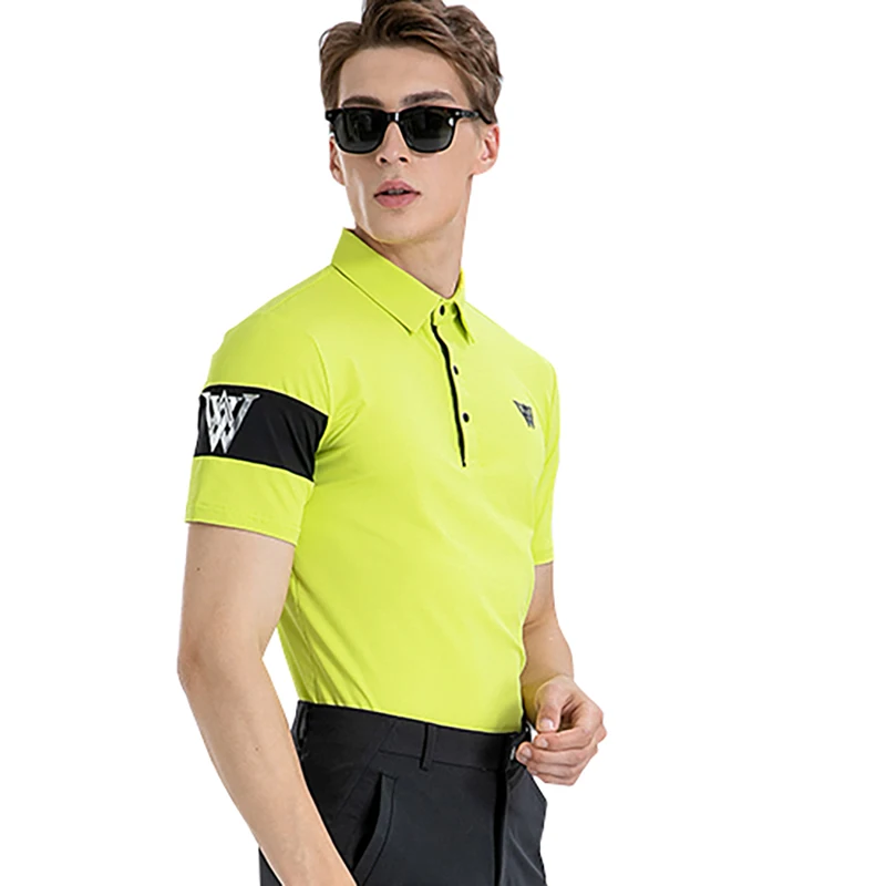 Summer New Men's Golf Clothing Outdoor Sports Shirt Breathable Lapel Collar Short sleeved T-Shirt Casual Green Or Blue POLO Top