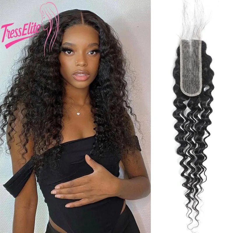 

4x4 Multiple Sizes Lace Closure Deep Wave Natural Color 8-22Inches human Hair Block High Density Soft for Versatile Hairstyles