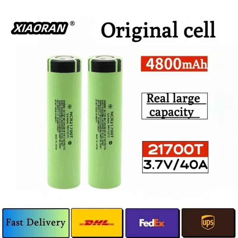 100% /Original 21700 NCR21700T 3.6V Cell Lithium Rechargeable Battery 4800mAh 3.7 V 40A High-discharge Battery Li-ion Batteries