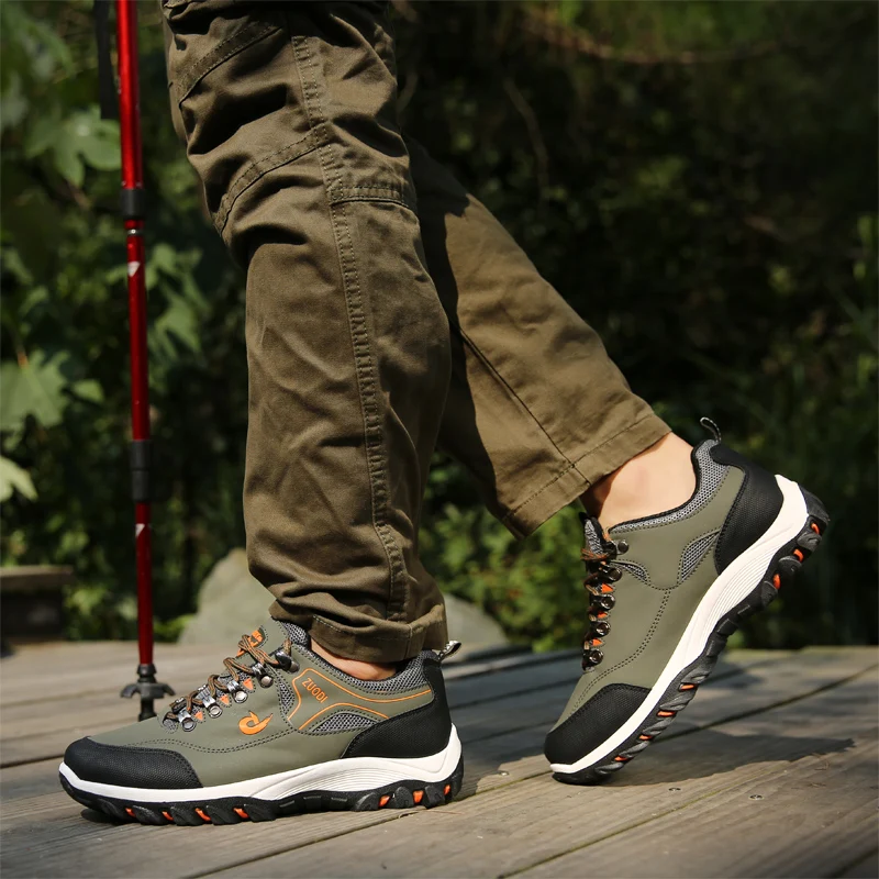 Hiking Shoes Men Skid Resistan Sneakers Fashion Outdoors Mountain Boots Lace Up Trekking Shoe Plus Size 39-48