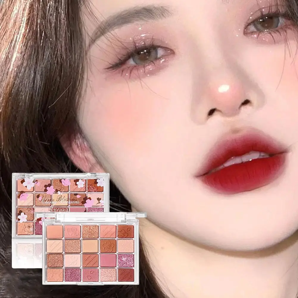 พาเลทอายแชโดว์20สีแบบด้านระยิบระยับสีชมพูประกายติดทนอายแชโดว์อายแชโดว์ประกายเงา A4d9สีน้ำตาล