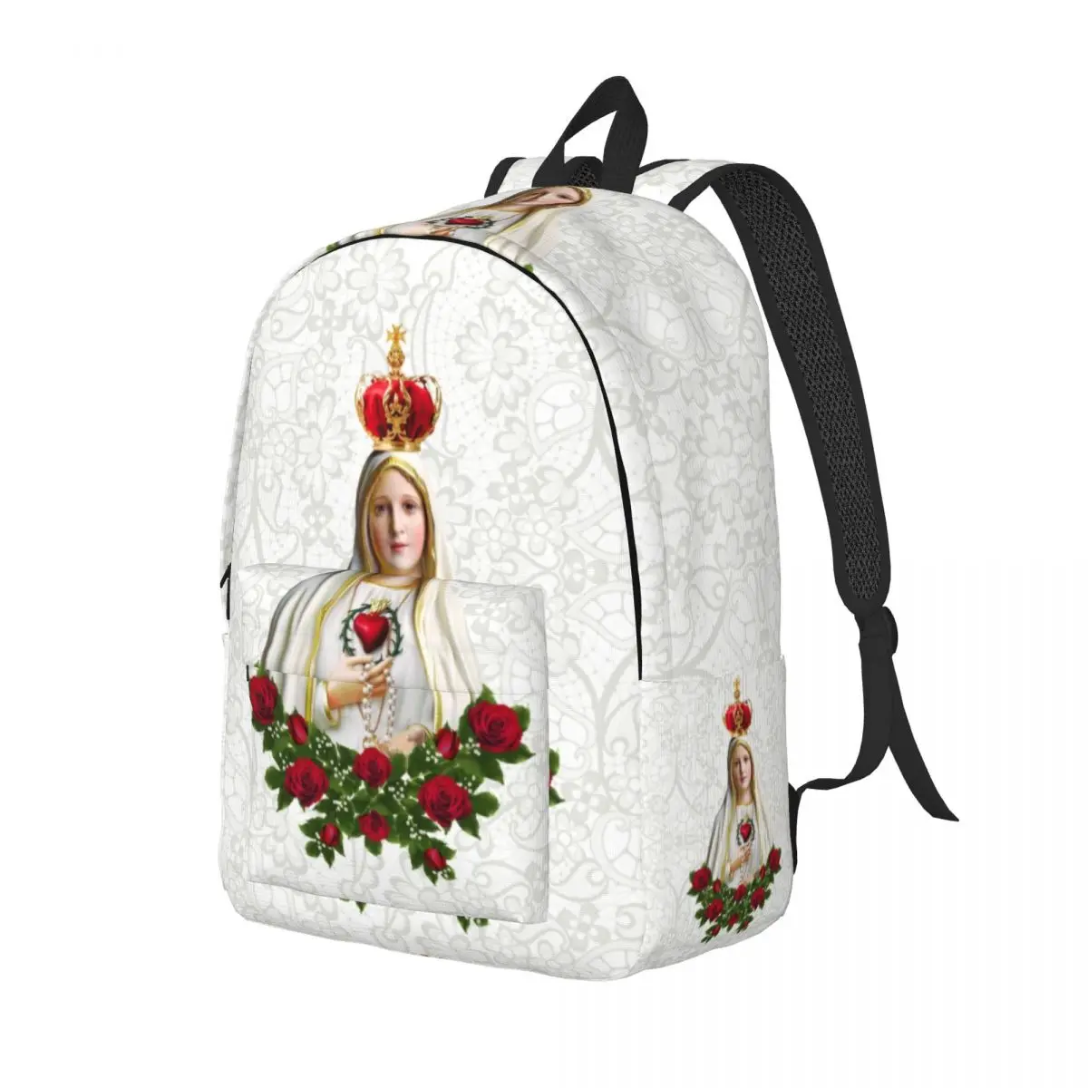 Our Lady Of Fatima Virgin Mary Laptop Backpack Women Men Casual Bookbag for College School Students Portugal Rosary Catholic Bag