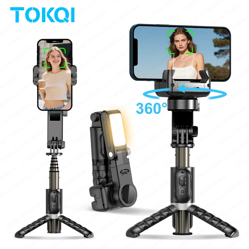 

TOKQI Q18 Desktop Gimbal Stabilizer with Wireless Remote Selfie Stick Tripod with Fill Light for HUAWEI Xiaomi iPhone Smartphone