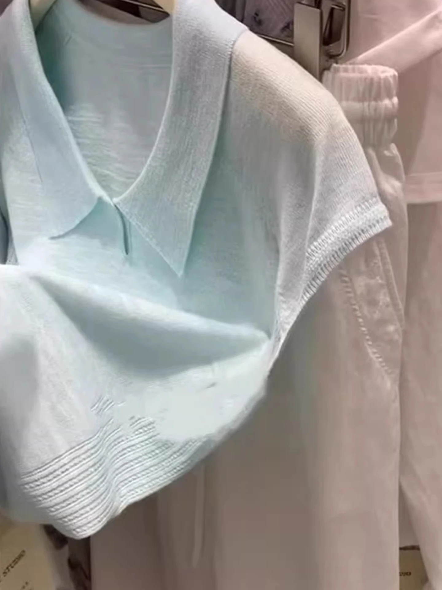 الصيف الحرير الجليد محبوك ort Sve تي شيرت لون نقي الجلد ودية البلوز Ne Faionable الكورية Sle المرأة الأعلى