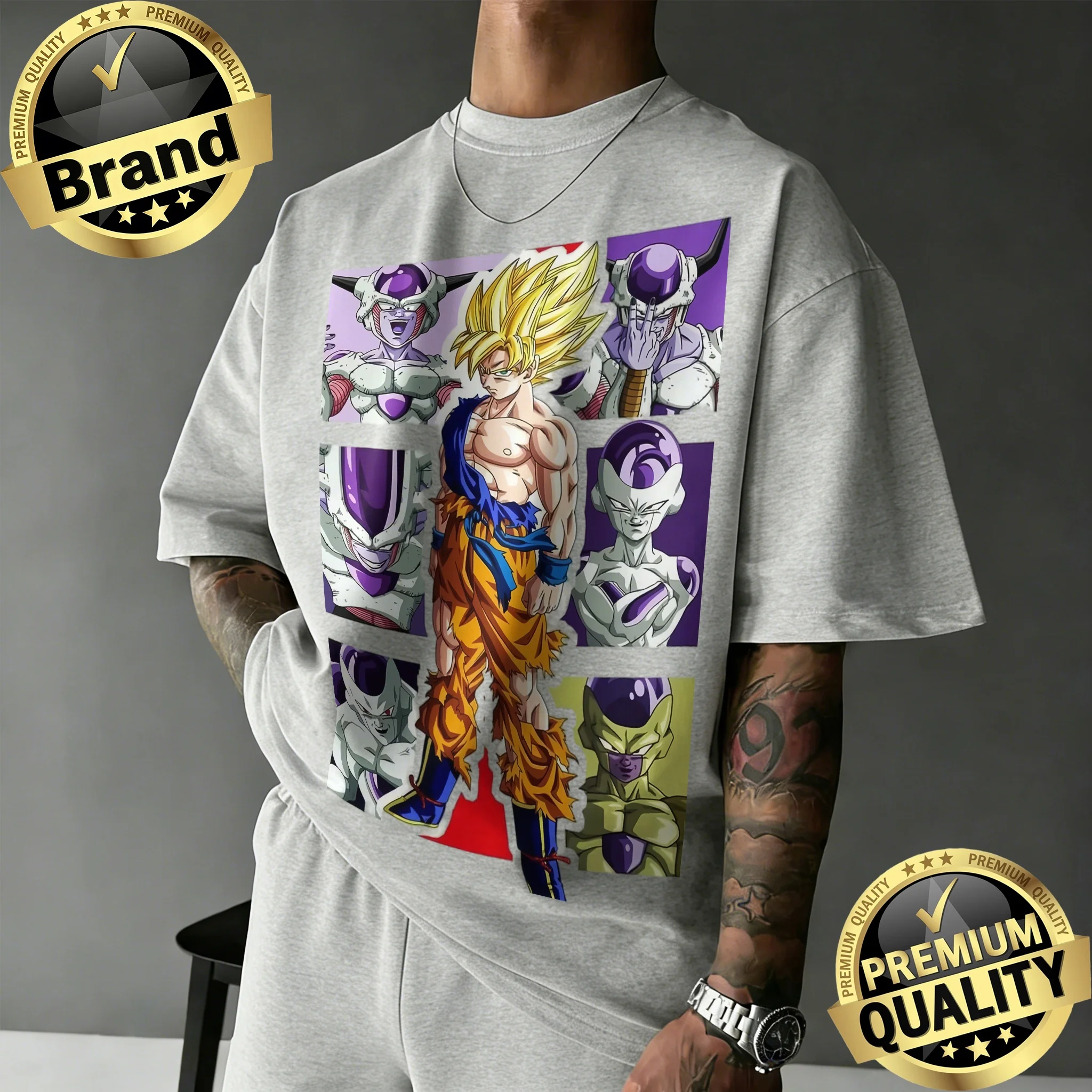 2026 Summer Dragon Ball Z 100% Cotton Oversized T-shirt for Men Kids Goku Super Saiyan Vs Frieza All Forms Retro Anime Print Tee - view 3