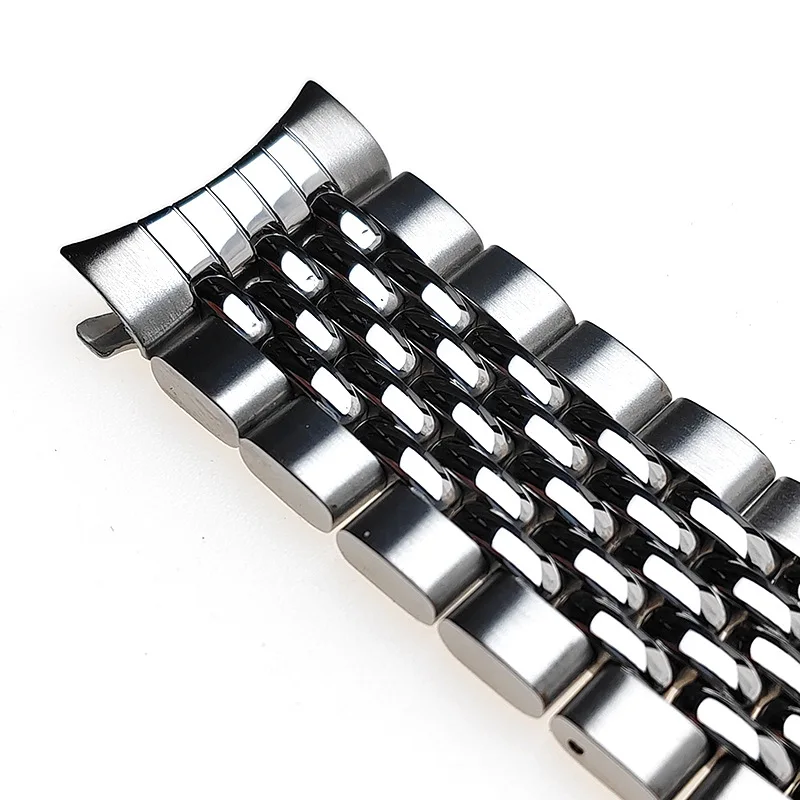 20 22mm 316L ‌Solid Stainless Steel Bracelet Adjustable Curved Flat Beads of Rice Watch Strap Fit For Seiko SKX Universal Band view 2