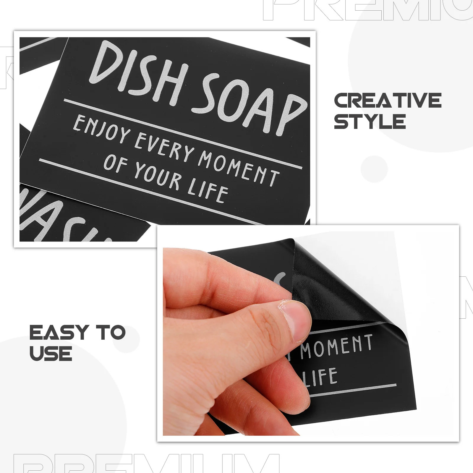 12 قطعة من ملصقات تنظيم الحمام المقاومة للماء للزجاجات الزجاجية وبلسم الشامبو وموزع صابون اليد #4