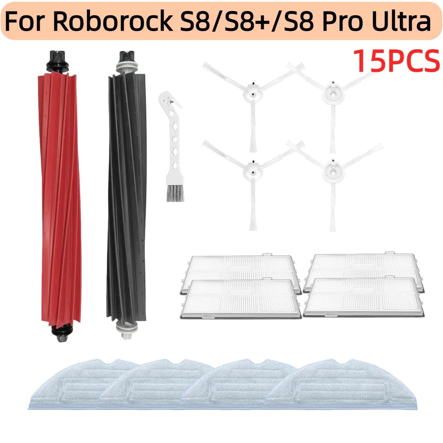 

Accessories for Roborock S8 / S8+ / S8 Pro Ultra, Replacement Parts Main Side Brush Mop Pad & Filter