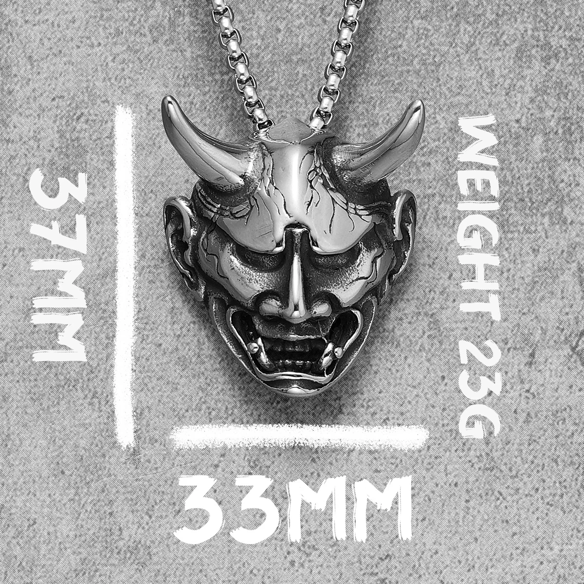 Japanese Prajna Mask Stainless Steel Men Women Necklaces Pendants Chain Punk Jewelry Creativity Gift Dropshipping Wholesale