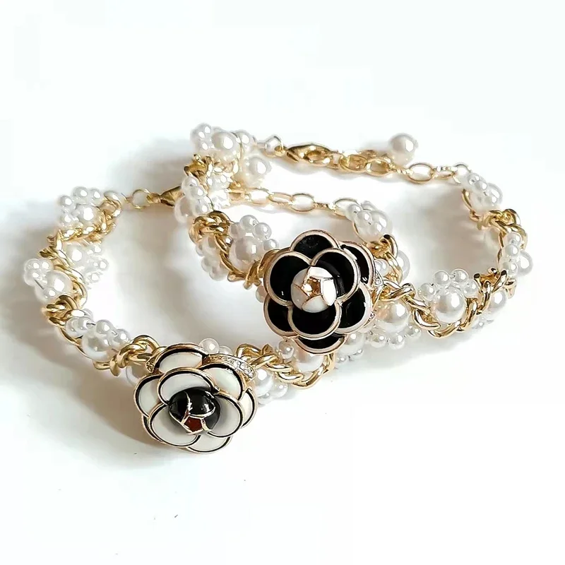 

DIY Brand Design Elegant Camellia Flower Pearls Bracelets for Women feminina Luxury Bracelet