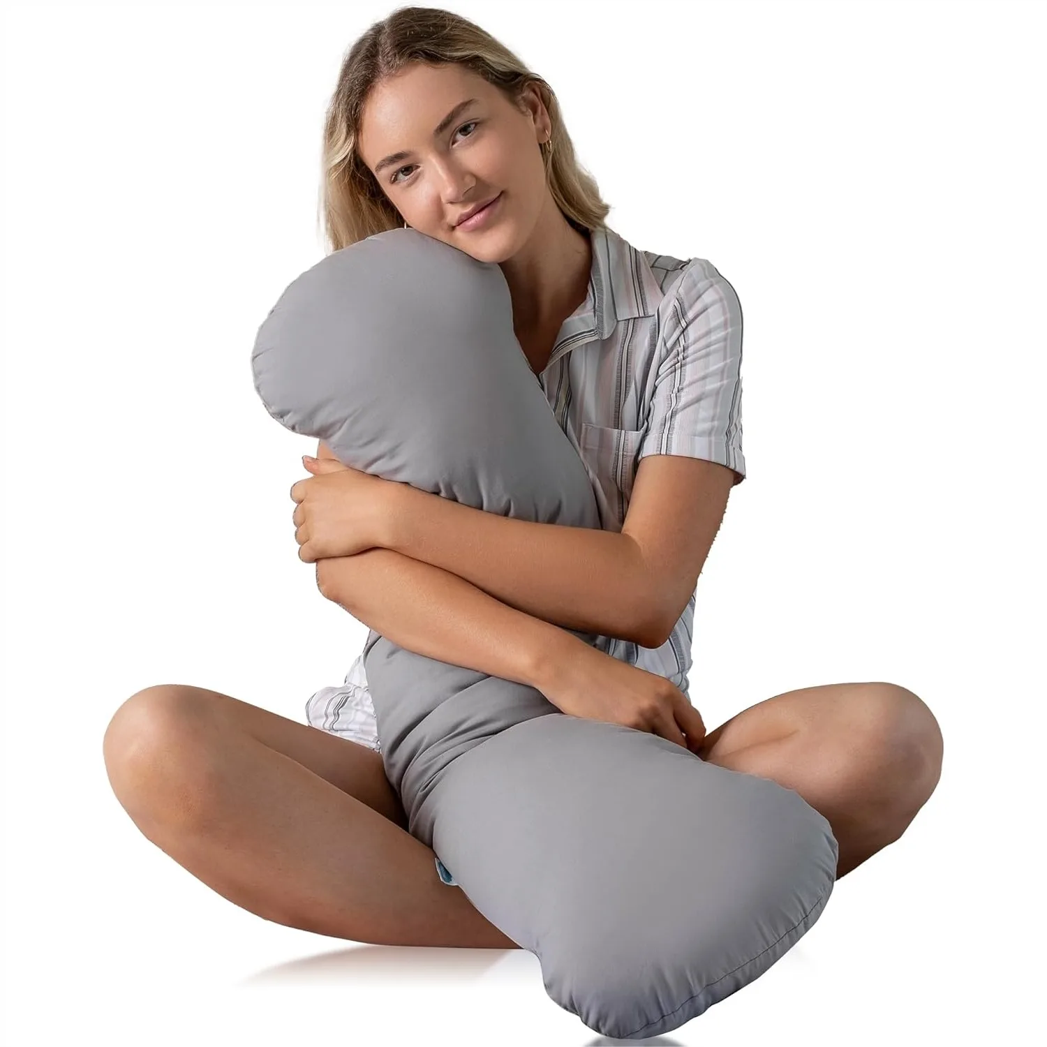 

Weighted Body Pillow 6.5lbs for Adults - Cooling Full Body Pillow for Side Sleepers with Removable Cover