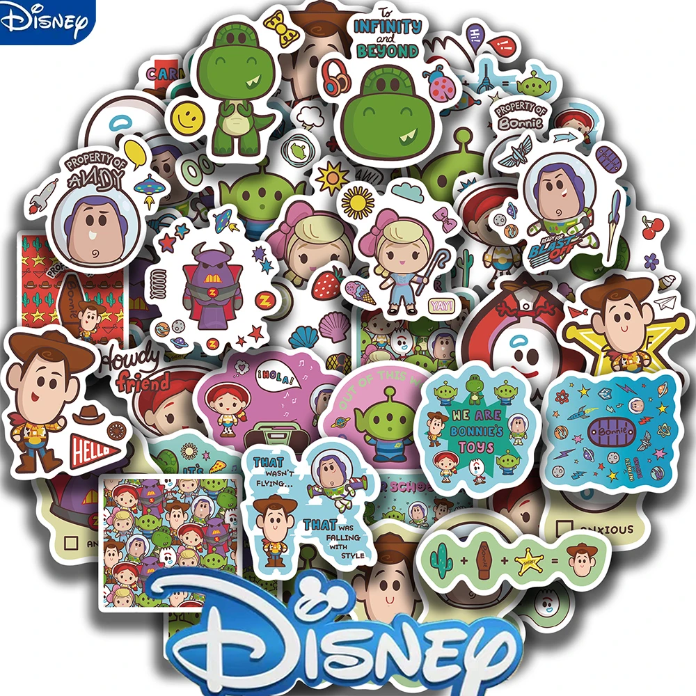 

50PCS Disney Cartoon Toy Story Stickers Movie Waterproof Decal For Skateboard Guitar Laptop Cute Sticker Pack Kids Girl Boy Toys