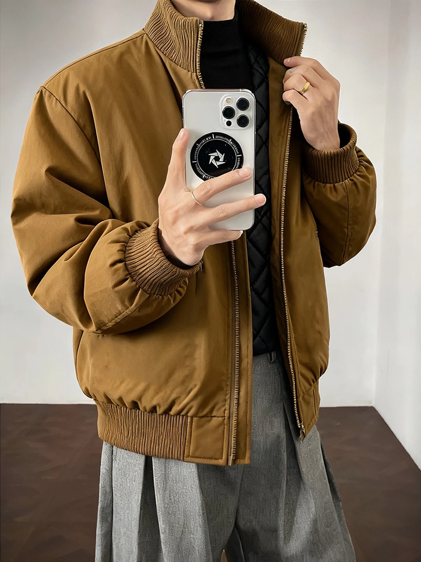 

Мужская зимняя куртка Cleanfit Flight Jaet из хлопка, свободного кроя, с декоративной молнией, теплая