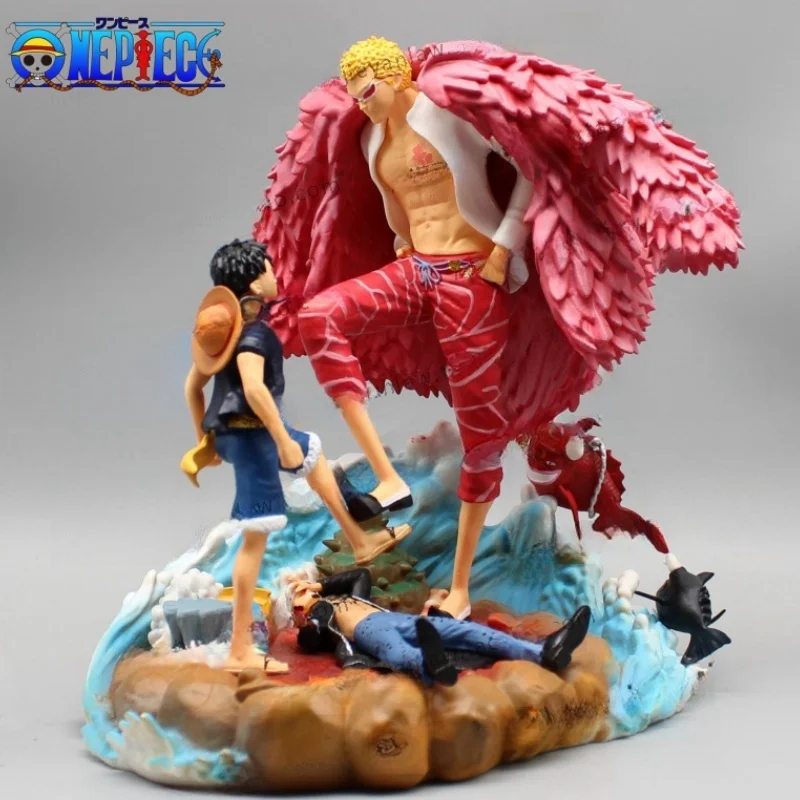 

21cm Anime One Piece Luffy Figure Donquixote Doflamingo Vs Luffy Figurine Pvc Statue Model Doll Decoration Toys Birthday Gifts