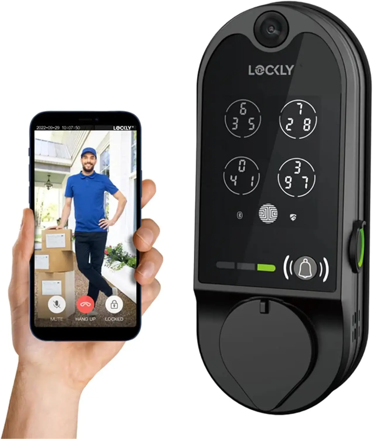 Vision Smart Lock, Serrature intelligenti per campanello video HD per porta d'ingresso, Serratura per impronte digitali, Tastiera touchscreen, Controllo app,