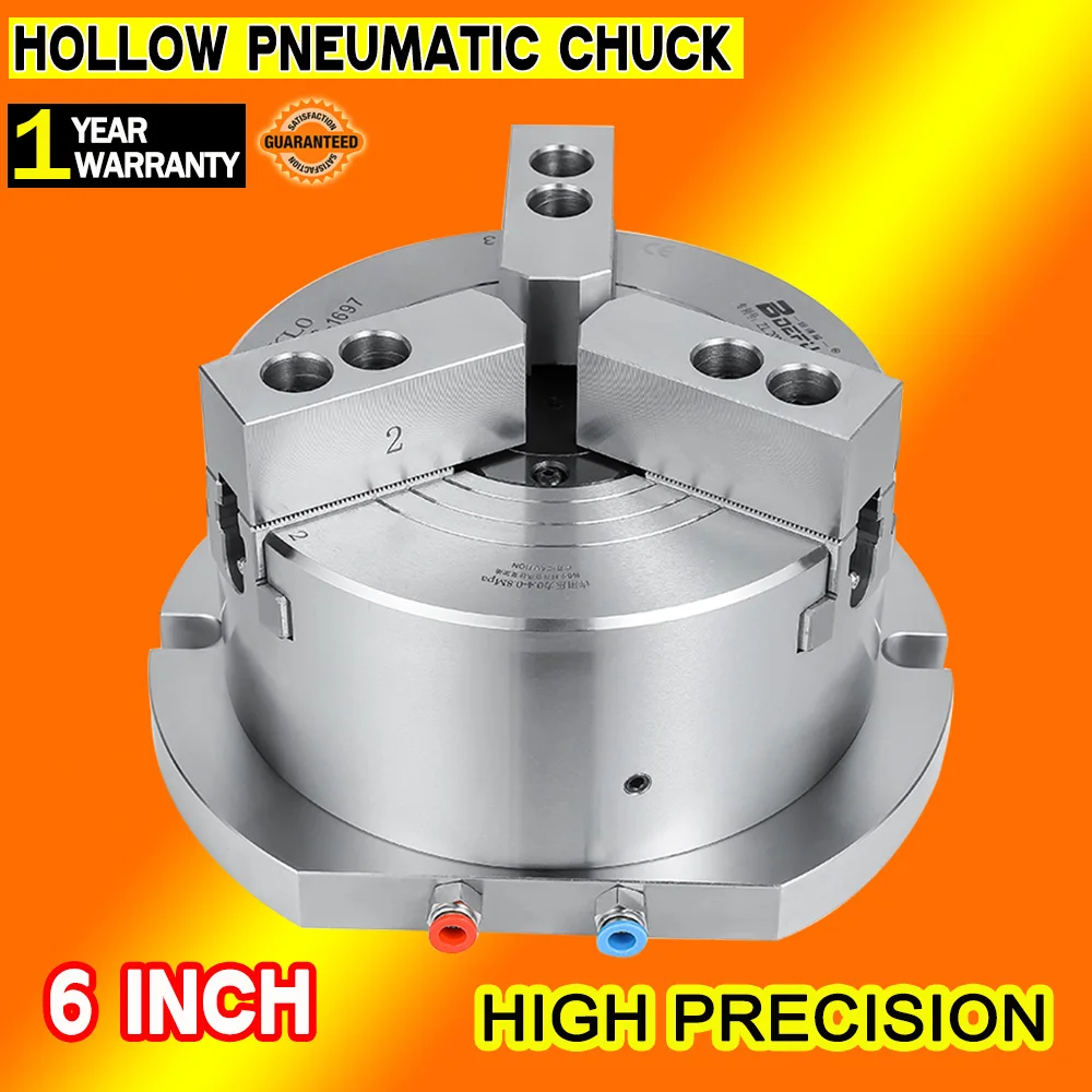 6 Inch Hollow pneumatic chuck vertical 3 jaw pneumatic chuck suitable for drilling machine and milling machine platform