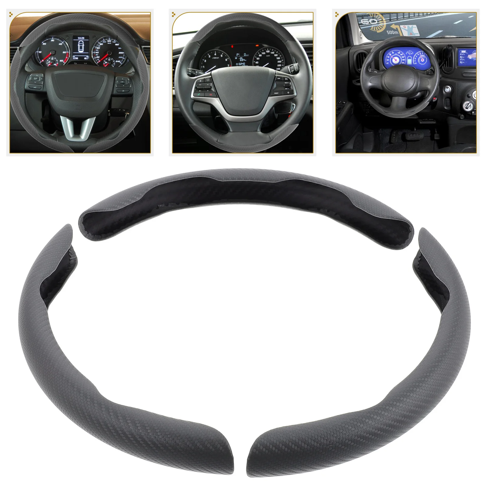 

3pcs Carbon Fiber Steering Wheel Cover 15-Inch Anti-Slip Universal Fit All-Season Soft Grip Cover For Cars Suvs Trucks Golf