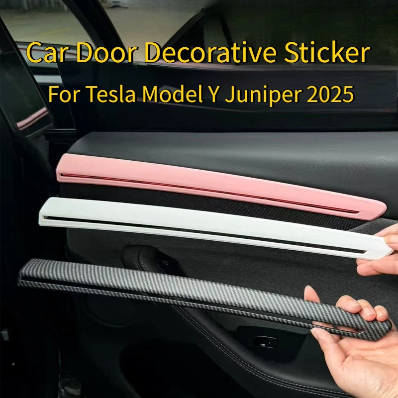 

For Tesla Mode Y Juniper 2025 Interior Trim Strip 4PCS Car Door Side Decorative Strip Sticker Cover Car Modification Accessories