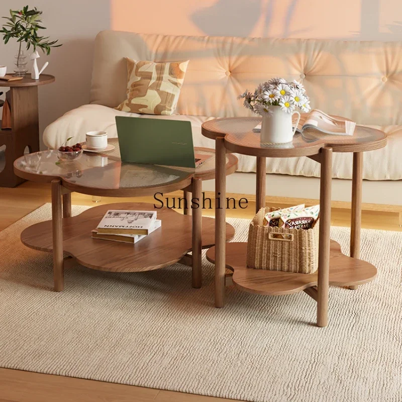 

Solid wood cloud coffee table household simple small apartment