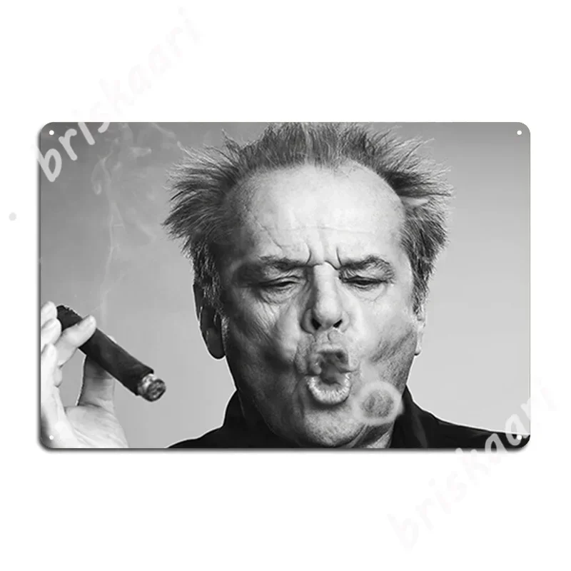 Jack Nicholson, Cigar, Smoke Rings, Black And White Photography Metal Signs Wall Cave Club Bar Custom Plaques Tin sign Posters