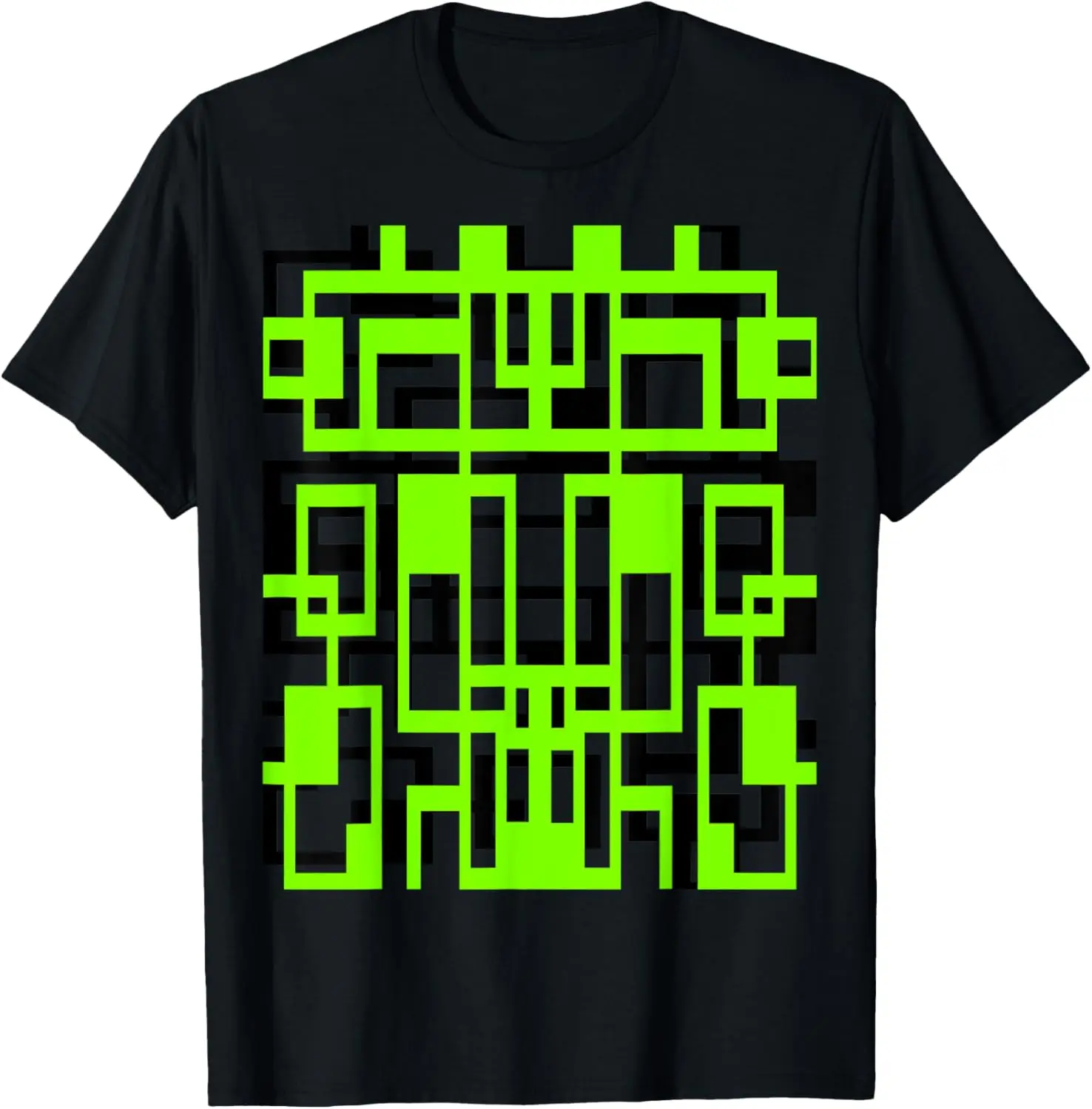 Geometric Shapes Pattern Lime-Green Black Cut Out T-Shirt