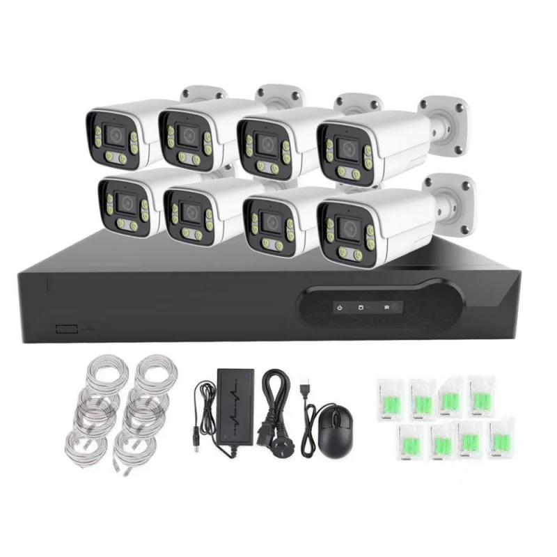 2-Way Audio 8MP 4K 8CH PoE Outdoor Home Security Camera System 8 Wired Outdoor Video Surveillance IP Cameras System